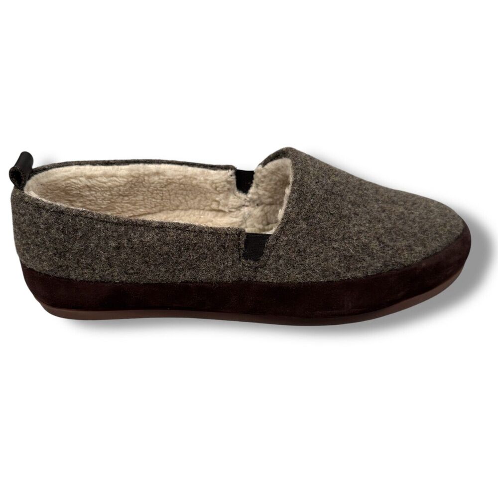 Mulo Shearling Lined Suede Trimmed Wool Loafer Mens UK 8 US 9 Brown Slipper Shoe